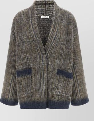 Brunello Cucinelli mohair-blend prince of wales v-neck cardigan