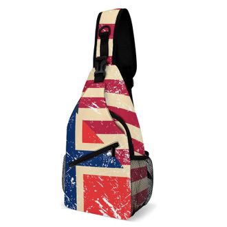 Generic U.S. And Norway Vintage Flag Unisex Shoulder Bags Casual Crossbody Chest Bag Sling Backpack for Hiking Cycling Travel