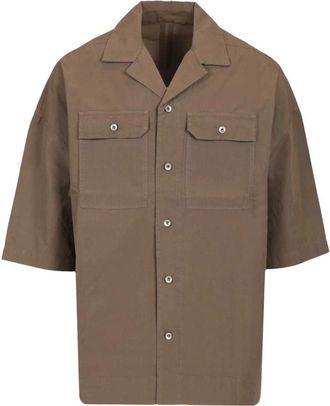 Rick Owens Shirts - Heren - Korte mouwen Overhemden - Bruin - M - Katoen - Overhemden