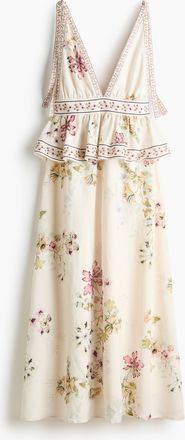 H&M Kleid aus Leinenmix mit Bindetr&auml;gern - Beige