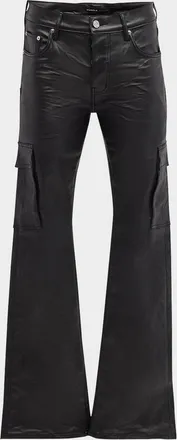 Purple Men & apos;s Patent Film Cargo Pants