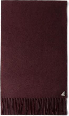 Prada Sciarpa con logo triangolo e frange - Rosso