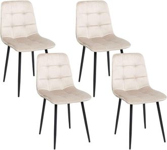 Beliani Set of 4 Dining Chairs POWELL Velvet Beige