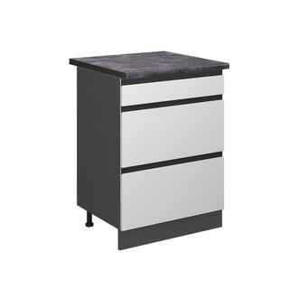 Vicco Mueble Bajo De Cocina R-line, Blanco, 60 Cm Con Cajones, Et Antracita