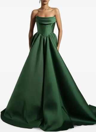 Rhea Costa Abito lungo Alaya Mikado senza spalline - Verde