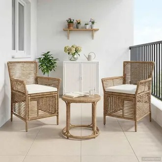 vidaXL Vidaxl Sedia Da Esterno 2 Pz Beige E Crema Polyrattan