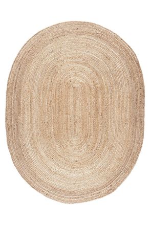 AFK Living Alfombra ovalada de yute natural beige 135 x 190 cm
