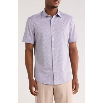 Bugatchi Short Sleeve Button-Up Shirt in Berry at Nordstrom Rack, Size Xxx-Large