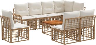 vidaXL Conjunto De Sof&aacute;s De Exterior 9 Uds. 8 Plaza Natural Y Crema Vidaxl