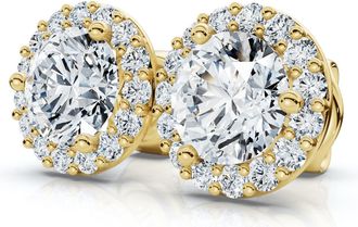 Pompeii3 2 1/2Ct Diamond 14k Gold Lab Grown Halo Earrings