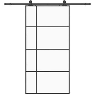 vidaXL Puerta Corredera Set Herrajes Negra 1025x205 Cm Esg Vidrio