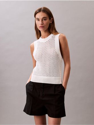 Calvin Klein Jeans Calvin Klein Womens Open Stitch Tank Top - White - XS