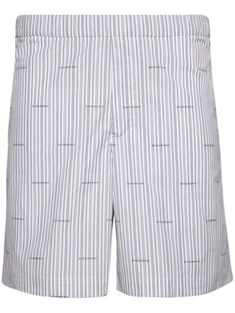 Givenchy logo-print striped cotton shorts - Grey