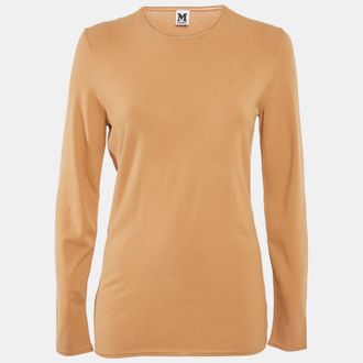 M Missoni Beige Stretch Knit Crewneck Sweatshirt