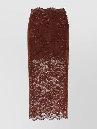 Paco Rabanne floral lace asymmetric midi skirt