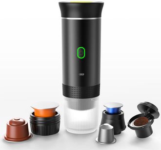 OEM Cafetera Port&aacute;til - Cafetera El&eacute;ctrica De Espresso Para Viajes - Para Coche Y Camping - Compatible Con C&aacute;psulas Nespresso (con Estuche De Transporte)