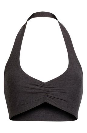 YEAR OF OURS Stretch Halter Sports Bra in Heather Black at Nordstrom, Size X-Small