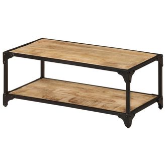 vidaXL Mesa De Centro De Madera Maciza De Mango Rugosa 90x45x35 Cm Vidaxl