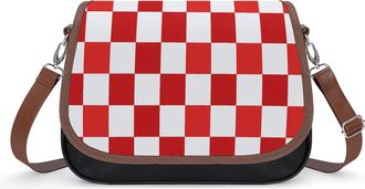 Generic Red And White Checkered Crossbody Bags for Women Shoulder Messenger Bag Purse Handbags
