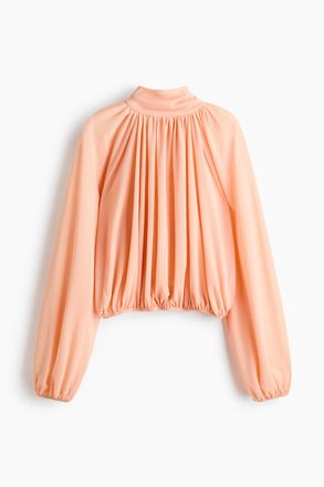 H&M Bluse mit Bindekragen - Pfirsichrosa
