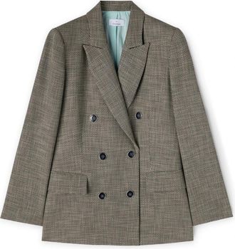 Motivi Oversized Jas met Dubbele Rij Knopen - Dames - Blazers - Grijs - XS - Polyester - Jassen