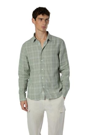 Onia Linen Long Sleeve Shirt in Musty Green/wht at Nordstrom, Size X-Large