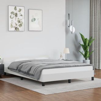 vidaXL Bed Frame with Headboard White 59.8x79.9 Queen Faux Leather