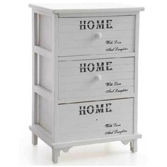 Trade Shop Trade Shop - Cassettiera 3 Cassetti 60x40x31cm Comodino Home Bianco Legno Moderna Multiuso
