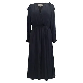 BA&SH Ba&Sh Ulla midi-jurk met V-hals in zwarte viscose