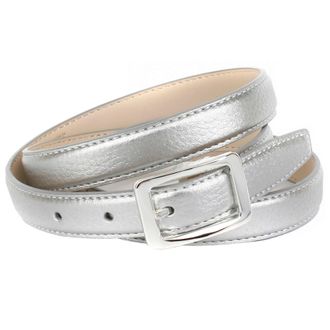 Anthoni Crown Lederg&uuml;rtel ANTHONI CROWN, Damen, Gr. 100, silber (silberfarben), Leder, unifarben, G&uuml;rtel Lederg&uuml;rtel, in Hirschpr&auml;gung, schmale Form, kleine Schlies