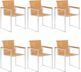 vidaXL Vidaxl - Sillas De Jard&iacute;n 6 Uds Madera Maciza De Teca Y Acero Inoxidable