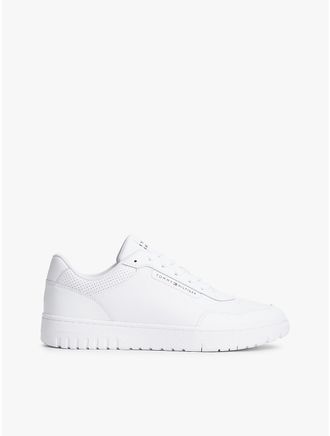 Tommy Hilfiger Mens Leather Court Sneaker - White - US 11.5 / EU 45