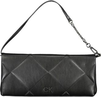 Calvin Klein Tassen, Dames, Zwart, ONE Size, Polyester, Zwarte Polyester Handtas met Schouderband