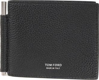 Tom Ford T Line Money Clip Textured Calf Leather Wallet