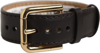 Dolce & Gabbana Calfskin Leather Gold-Buckle Belt - Black