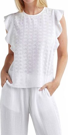 Red Haute Eyelet Gauze Top In White