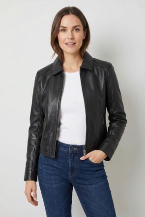 Mauritius Lederjacke MAURITIUS MWZimonna OT, Damen, Gr. 4XL (48), schwarz, Obermaterial: 100% Schafsleder. Futter: 100% Baumwolle, unifarben, schmal h&uuml;ftlang, m