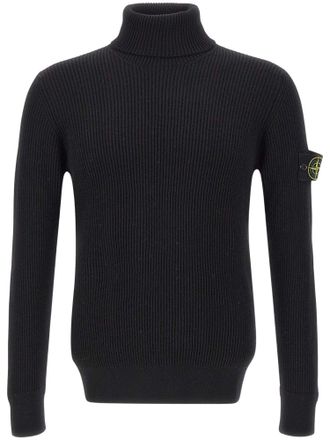 Stone Island T-Neck Compass Logo Ribbed Turtleneck Sweater