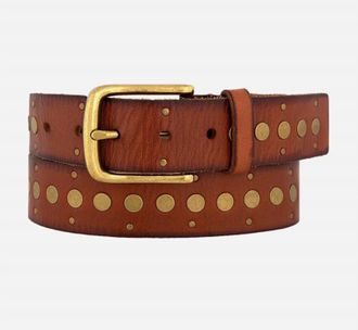 Amsterdam Heritage Faye Studded Leather Belt In Cognac