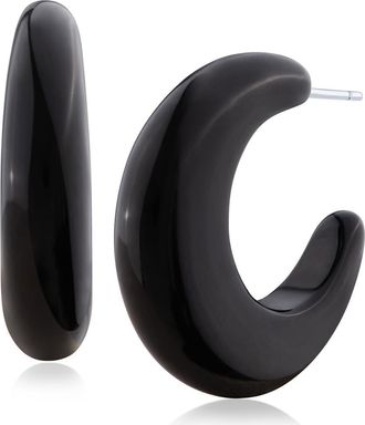 Jardin Resin Hoop Earrings in Black at Nordstrom Rack