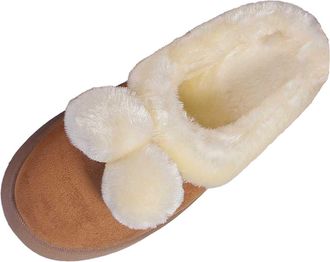 Generic Womens Slip On Fleece Lined Slippers Thick Sole Comfy Indoor Outdoor Winter Fall Casual Wear Cozy Footwear For Daily Comfort (Brown, 5.5)