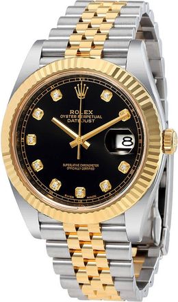 Rolex Datejust 41 Black Diamond Dial Stee and 18K Yellow Gold Jubilee Mens Watch 12633BKDJ
