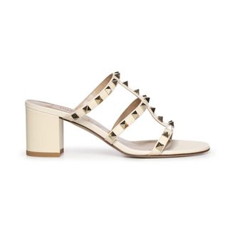 Valentino Garavani Heeled Mules, female, Beige, Size: 11 US Rockstud Heeled Mule