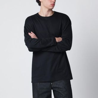 Christophe Lemaire Black cotton and silk interlock T-shirt
