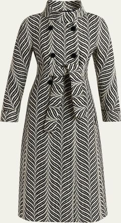 Valentino Garavani Zigzag Double-Breasted Belted Long Coat