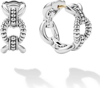 Lagos Sterling Silver Caviar Link Oval Hoop Earrings at Nordstrom