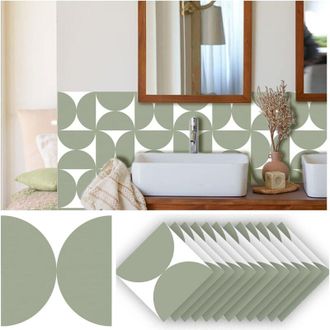 OEM Juego De 24 Adhesivos De Pared Mate Para Azulejos, Adhesivos De Vinilo Resistentes A Salpicaduras, Aptos Para Cocinas Y Ba&ntilde;os, 20 X 20 Cm, Verde