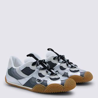 Valentino Garavani Mesh & Leather Colorblock Sneaker - White