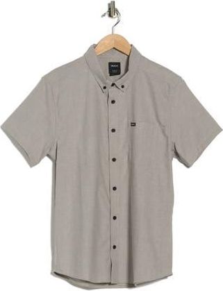 Rvca Thatll Do Slim Fit Solid Short Sleeve Button-Down Shirt in Pavement at Nordstrom Rack, Size Xx-Large