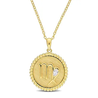 Mimi & Max 1/6ct TGW Created White Sapphire Pisces Zodiac Sign Necklace Yellow Silver